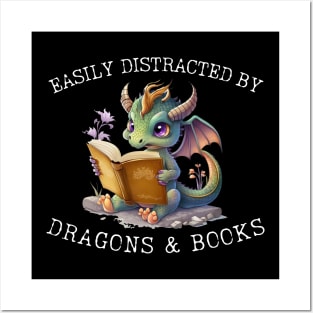 Easily Distracted By Dragons And Books Introvert Antisocial Posters and Art